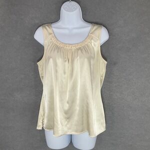 Chico's Sleeveless Top Satin Tank Blouse Champagne Party Casual Size‎ M